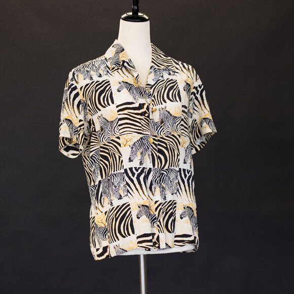 Vintage Escada Zebra Animal Print Silk Blouse - Picture 2 of 11